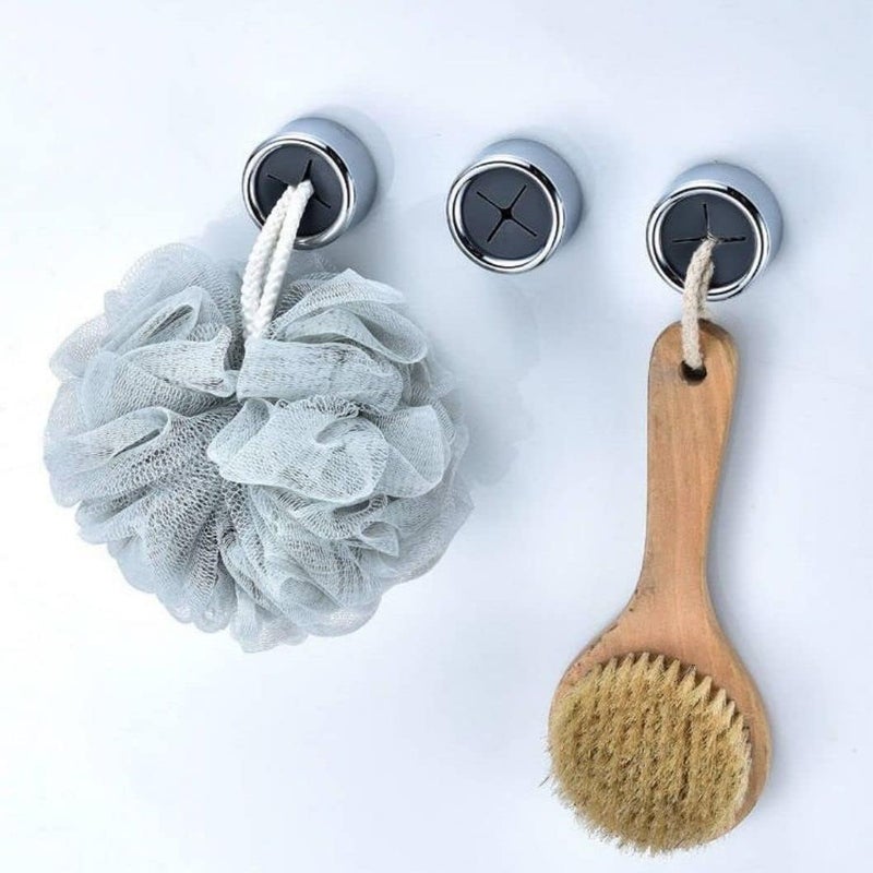 KAEZDD Round Adhesive Push Towel Hooks for Kitchen, Hand and Dish Towels, Grey, 4 Pack - Image 5